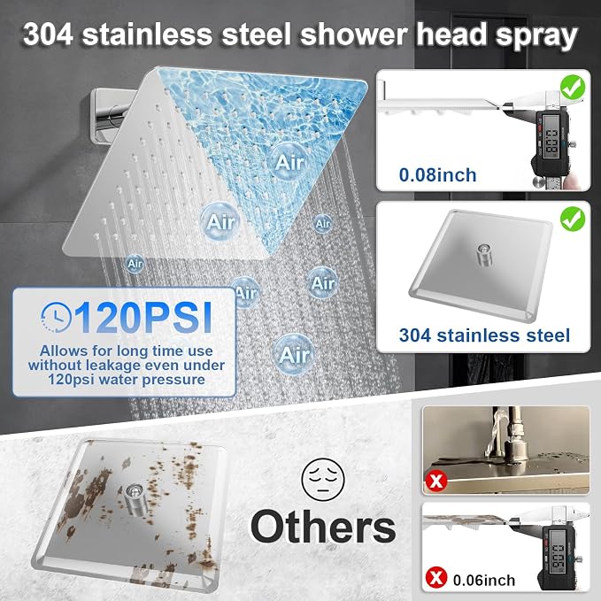 Shower System Modern Rain 8 inches Brass Faucet Set - Image 4