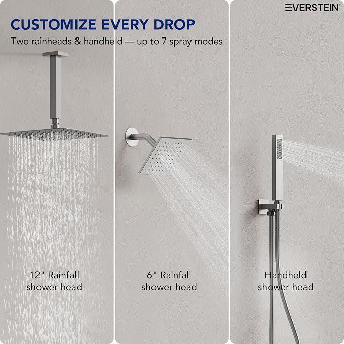 Ceiling Mount 12" High-Pressure Rainfall Shower Faucet, Dual Rainfall Shower - Image 2