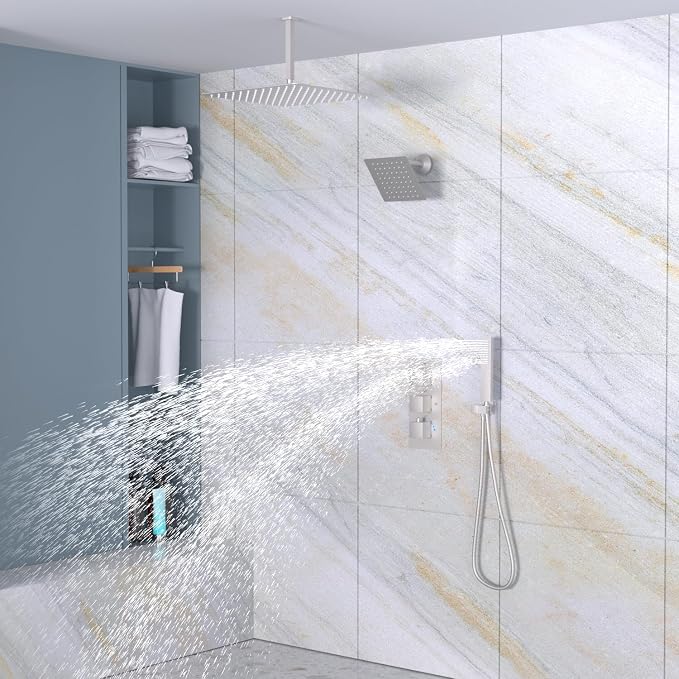 Enga Dual Rain Shower Head System, 16 Inch Ceiling Mount Shower Head - Image 7