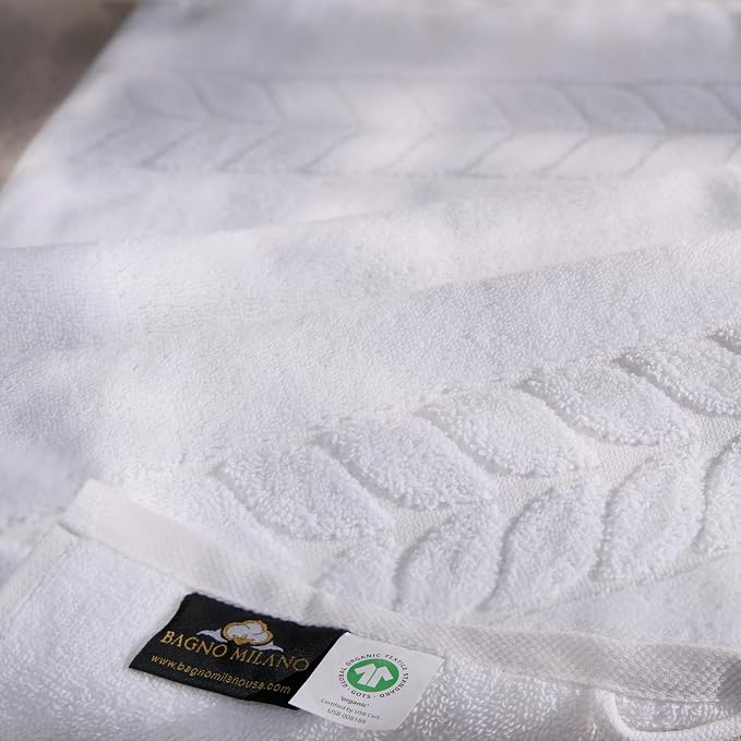 BAGNO MILANO Organic Turkish Cotton Bath Towels, Luxury Jacquard Collection - Image 4
