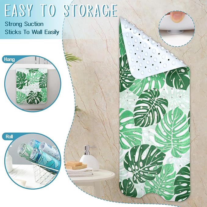 Tropical Leaves Bathtub Mat Non Slip, Boho Bath Tub Mat Baby Bath Mats - Image 5