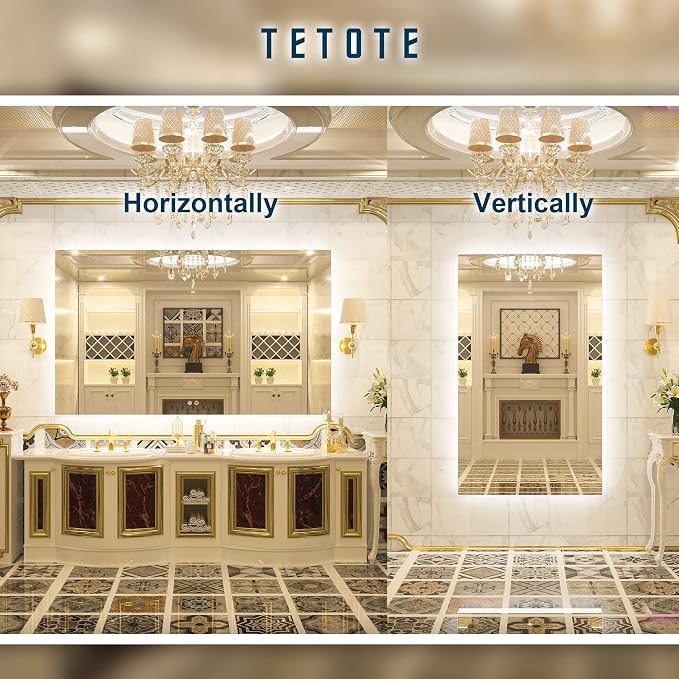 TETOTE 60 x 36 Inch LED Backlit Bathroom Vanity Mirror - Image 8