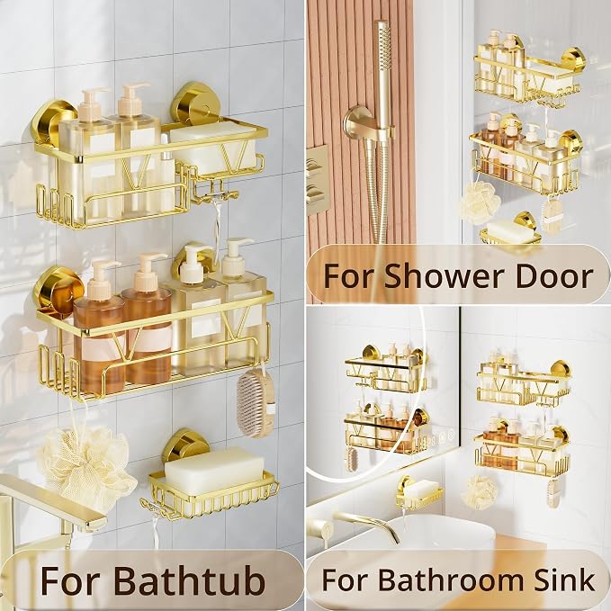 KEGII Suction Cup Shower Caddy – 3 Pack Suction Cup Shelf - Image 7