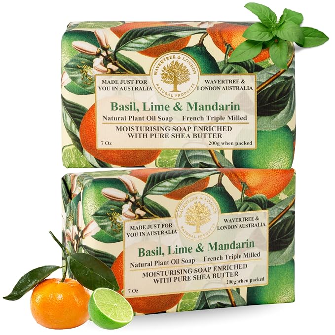Wavertree & London Basil Lime & Mandarin Scented Natural Soap, 7oz Moisturizing by AustralianNaturalSoap