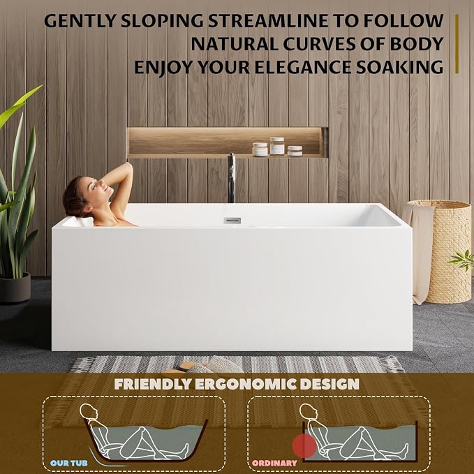 59" Acrylic Freestanding Bathtub - Image 4