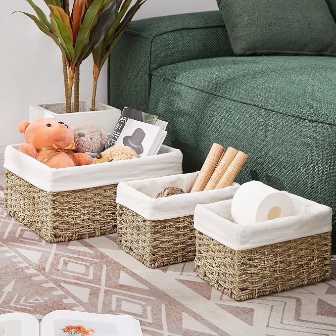 Vagusicc Wicker Basket, Seagrass Wicker Storage Basket - Image 2