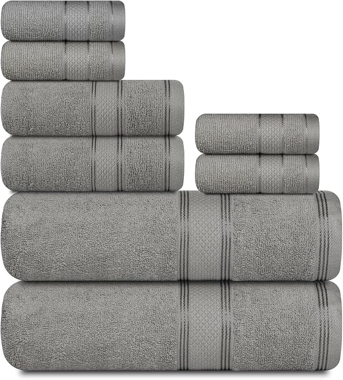 Casa Lino Bath Towel Set of 8 by CASALINO