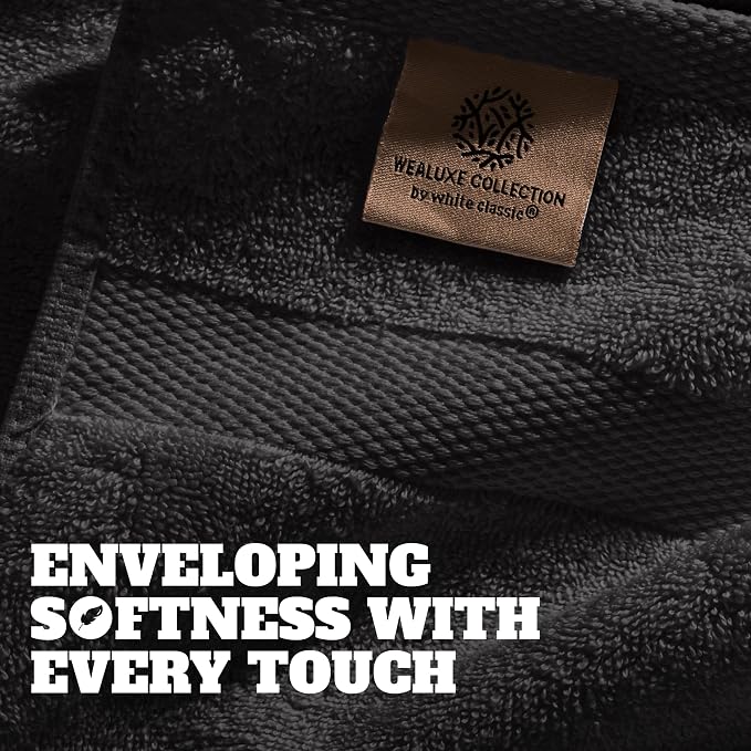 White Classic Wealuxe Black Washcloths 24 Pack - Image 3