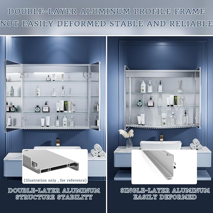 ExBrite LED Lighted Bathroom Medicine Cabinet - Image 7
