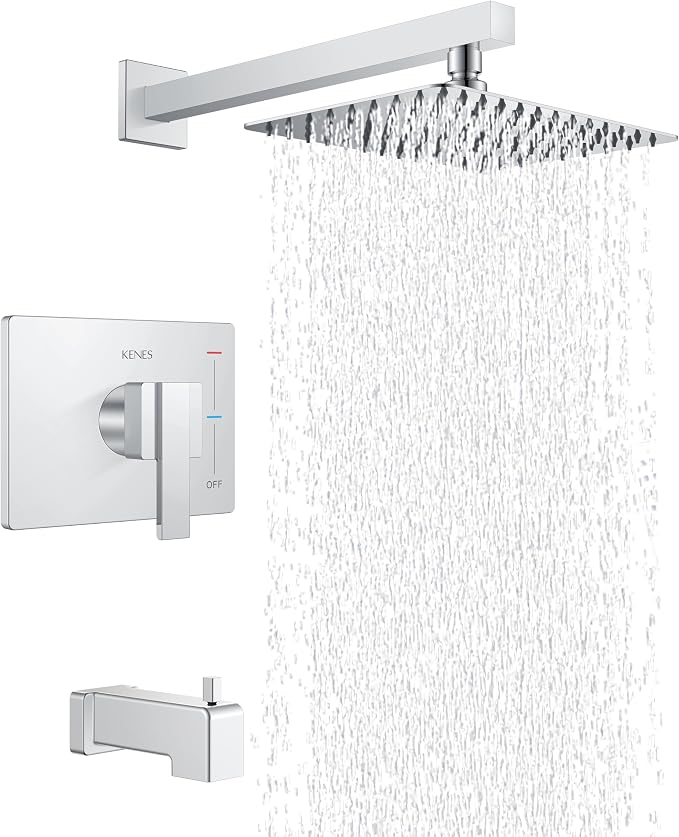 KENES Polished Chrome Tub and Shower Trim Kit, Tub Shower Faucet Set Complete by KENESBathroomKitchen