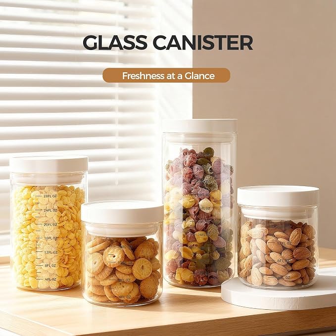 Danbark Set of 6 Mixed Sizes Airtight Glass Storage Canisters - Image 3