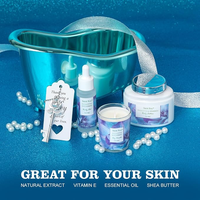 Bath and Body Basket Set Luxury EUCALYPTUS & Mint Spa Gift Basket - Image 8