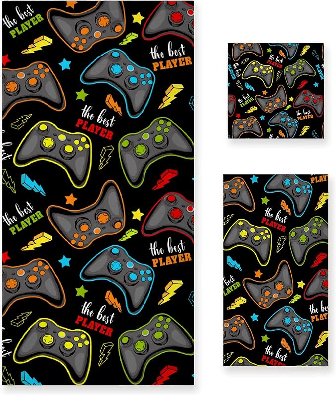Gaming 3 Piece Towel Bathroom Sets, 1 Bath Towel, 1 Washcloth, 1 Hand Towel by Tamonten