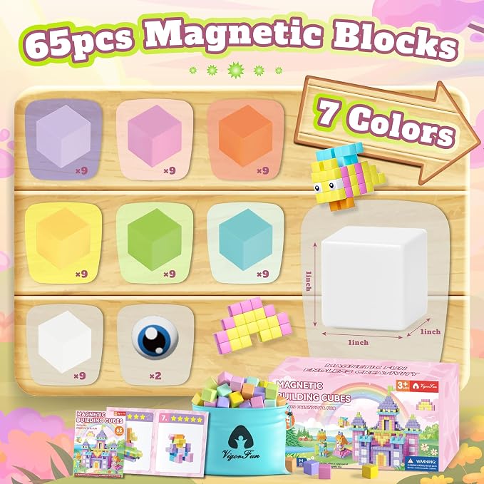 65 PCS Magnetic Blocks Set, STEM Educational Preschool Sensory Toys - Image 2
