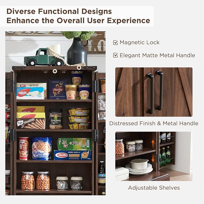 ACCOHOHO 47" Kitchen Pantry, Farmhouse Storage Cabinet - Image 6