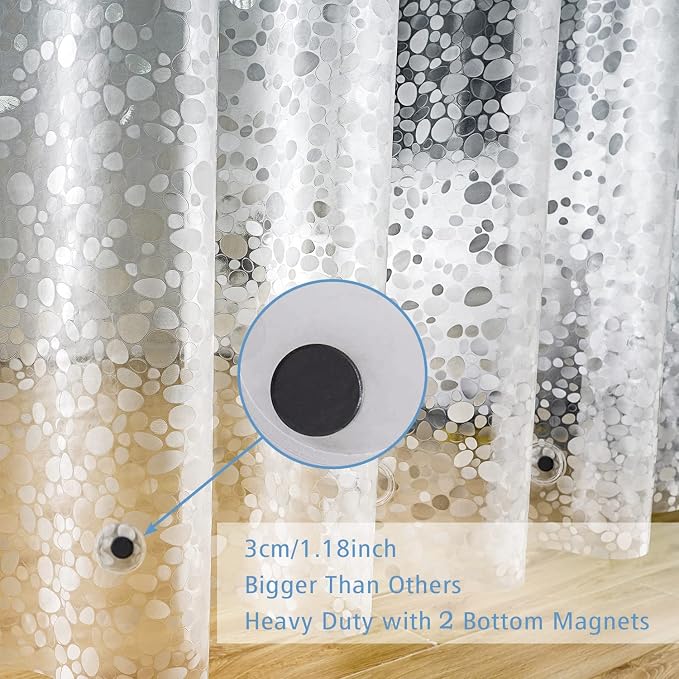UFRIDAY Clear Shower Curtain 48 x 72 inches, 3D Cobblestone Stall Shower - Image 4