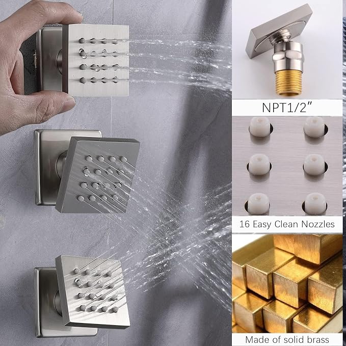 Shower System Brushed Nickel Shower Faucet Set, Digital Tempreature Display - Image 5