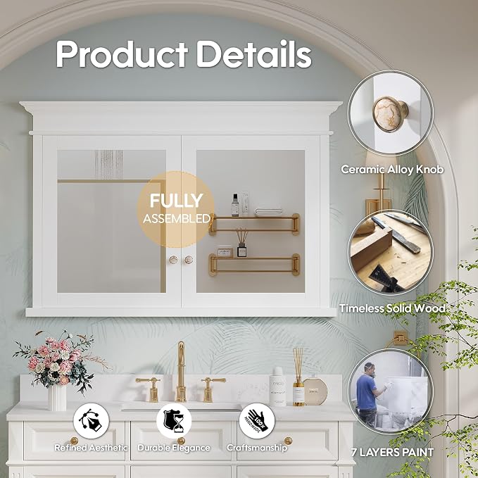 WELLFOR 48"x 32" Bathroom Medicine Cabinet - Image 7