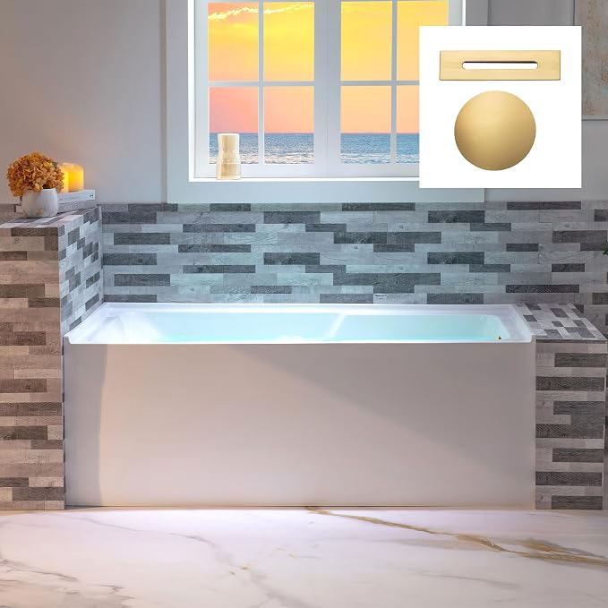 WOODBRIDGE 60" Acrylic Rectangular Alcove Soaking Bathtub in White by WOODBRIDGE