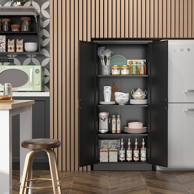 Kitchen Cabinet Storage, 60”Metal Pantry Cabinet - Image 4