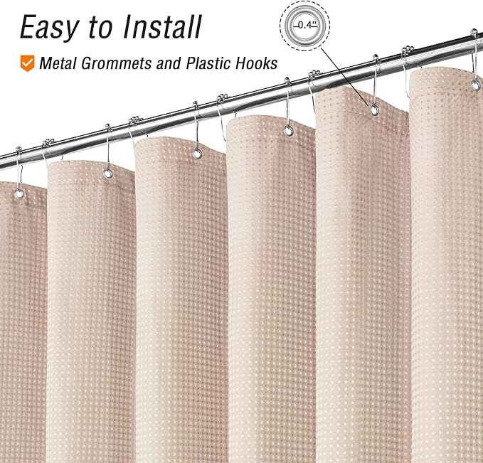Gibelle Extra Long Shower Curtain 72 x 84, Tall Waffle Weave Textured Fabric - Image 4