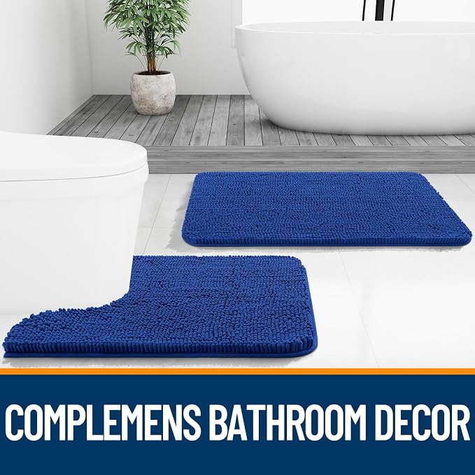 OLANLY Bathroom Rugs Sets 2 Piece, Soft Absorbent Chenille Bath Mats and - Image 6