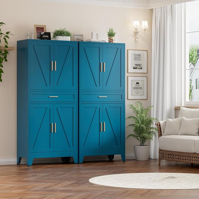 Metal Storage Cabinet with Drawer, Living Room - Image 4