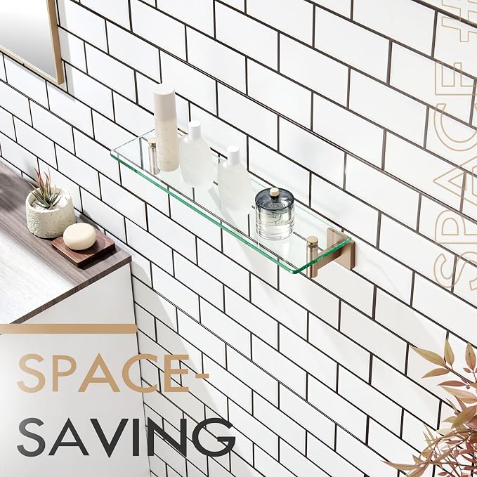 KOKOSIRI Wall Shelves Bathroom Hardware Tempered Glass Floating Shelf Hanging - Image 8