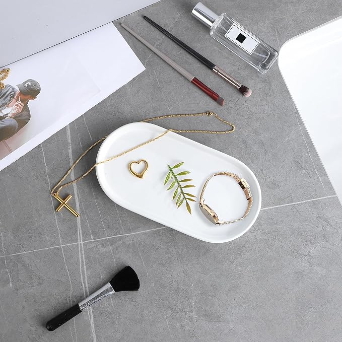 2 Pack White Round Soap Dispenser Tray - Image 4