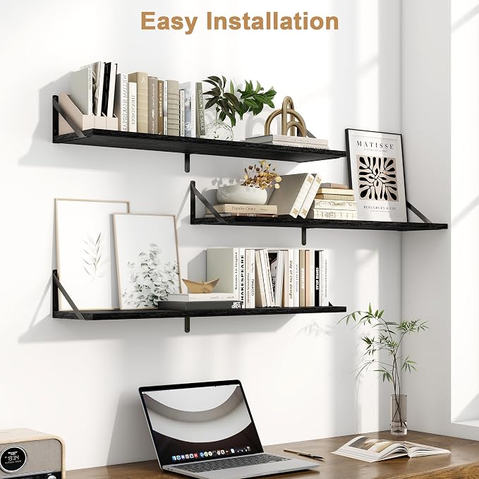 Fun Memories Long Wall Shelves for Bedroom, Rustic Wood Display Shelf for Home - Image 4