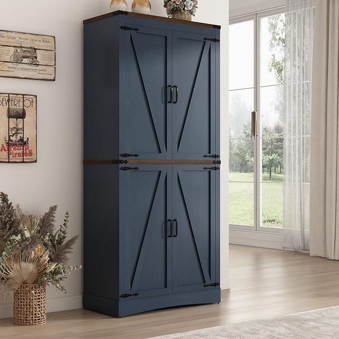 71" Tall Kitchen Pantry, Farmhouse Storage Cabinet by Hlivelood