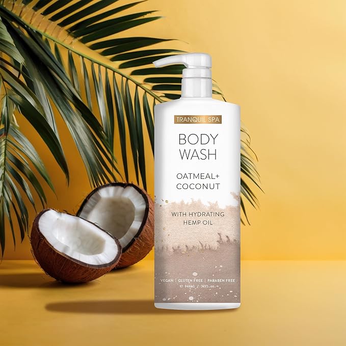 Tranquil Spa Body Wash Duo, Aloe Vera + Cucumber, Oatmeal + Coconut | Two 32oz - Image 3