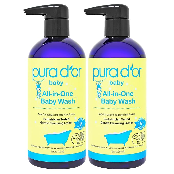 PURA D'OR All-in-One Baby Wash USDA Biobased, Zero Sulfates, No Artificial by PURADOR