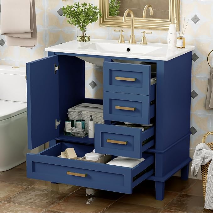 Bathroom Vanity Cabinet Sink 30”, Single Sink Top Combo Set by THINK30