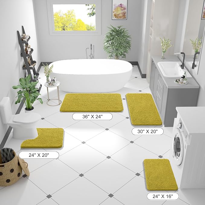 OLANLY Bathroom Rugs 24x16, Extra Soft Absorbent Chenille Bath Rugs, Rubber - Image 2
