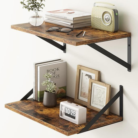 18"W x12"D Floating Shelves, Farmhouse Wall Shelves Home Decor Shelf, Deep by FunMemories