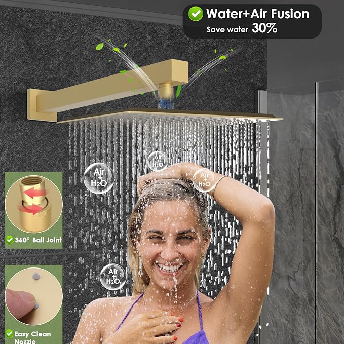 Enga Brushed Gold Rain Shower System - Image 3