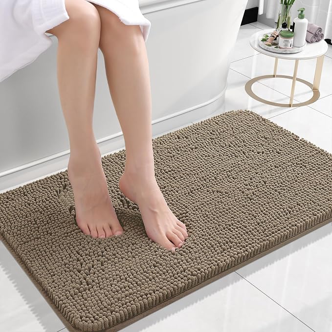 OLANLY Bathroom Rugs 24x16, Extra Soft Absorbent Chenille Bath Rugs, Rubber by OLANLY