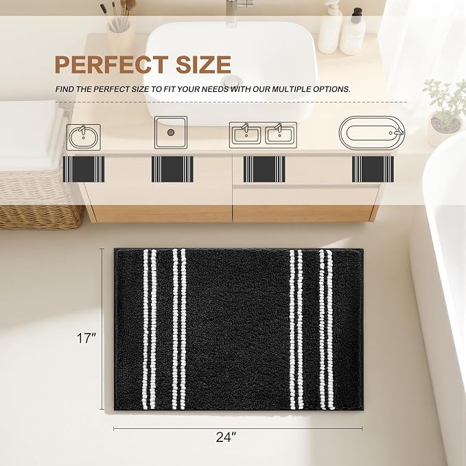 Kmson Bathroom Rugs Mat, Non-Slip Fluffy Thick Water Absorbent Microfiber Mat - Image 2