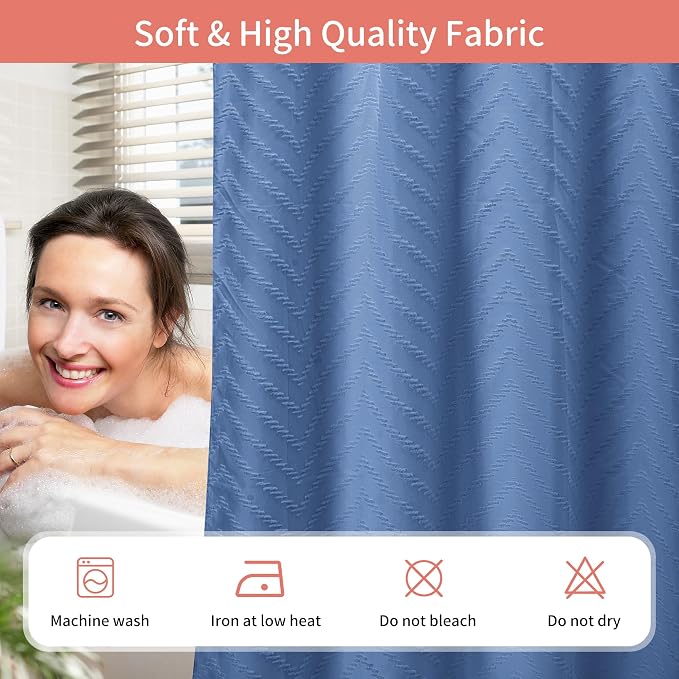 Hookless Shower Curtain with Snap in Liner 71" x 74" Double-Layer Waterproof - Image 5