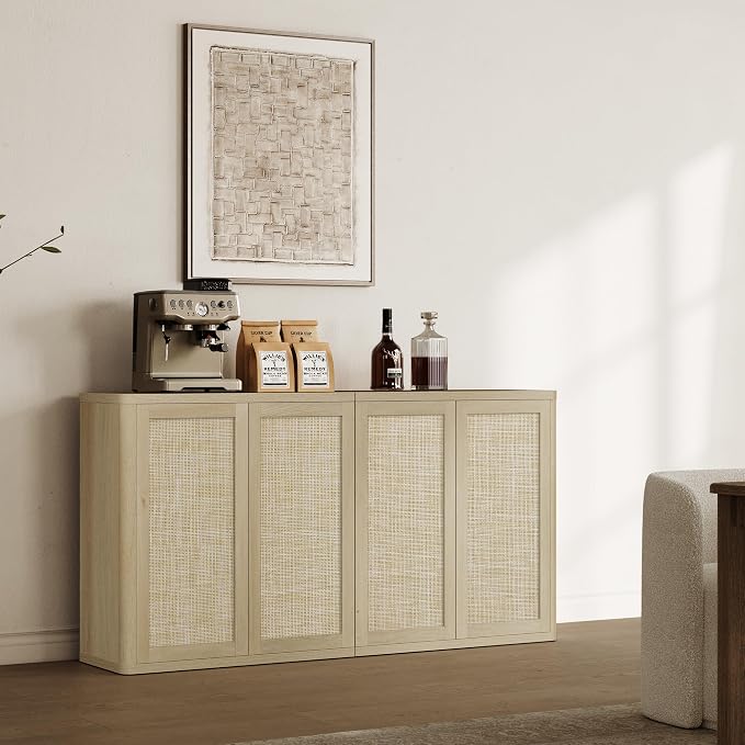SICOTAS Rattan Buffet Sideboard Storage Cabinet - Image 7