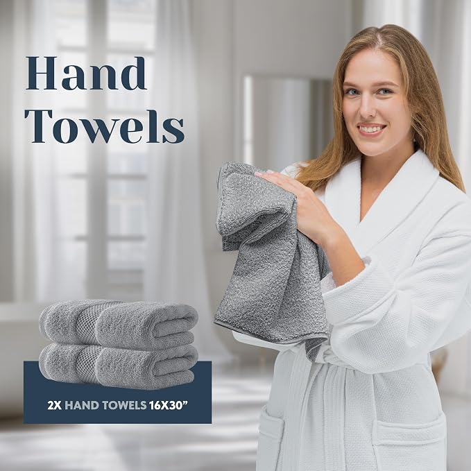 White Classic Luxury Bath Towel Set of 8 Pieces - Image 5