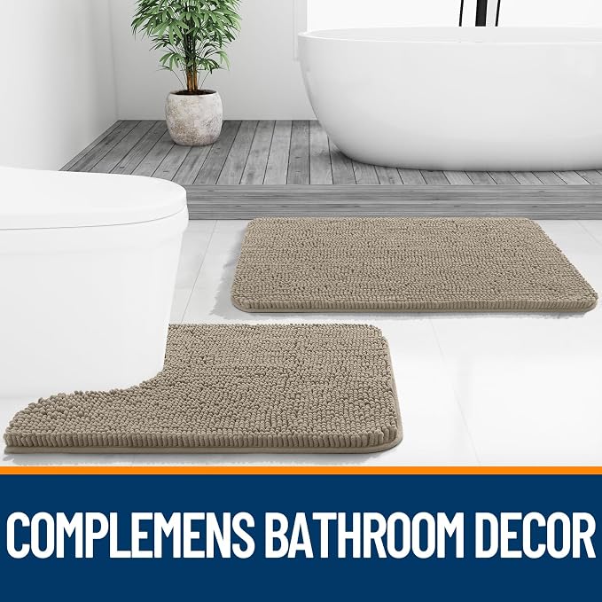 OLANLY Bathroom Rugs 24x16, Extra Soft Absorbent Chenille Bath Rugs, Rubber - Image 7