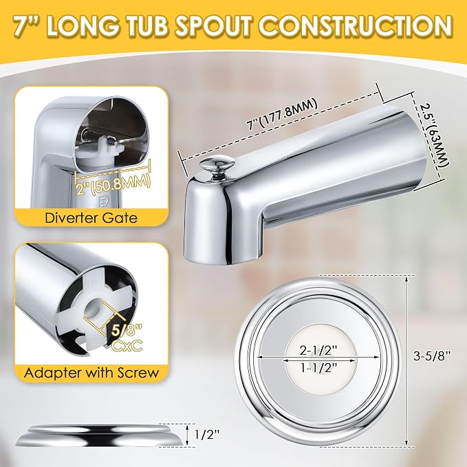 Enhon 7 Inch Slip on Tub Spout - Image 2
