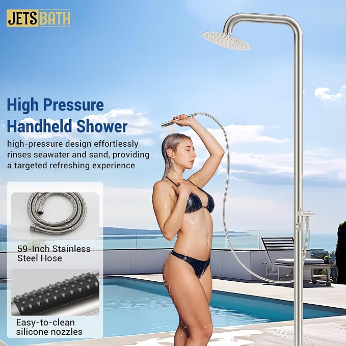 Freestanding Outdoor Shower Faucet Set, 316 Marine Grade Stainless Steel - Image 5