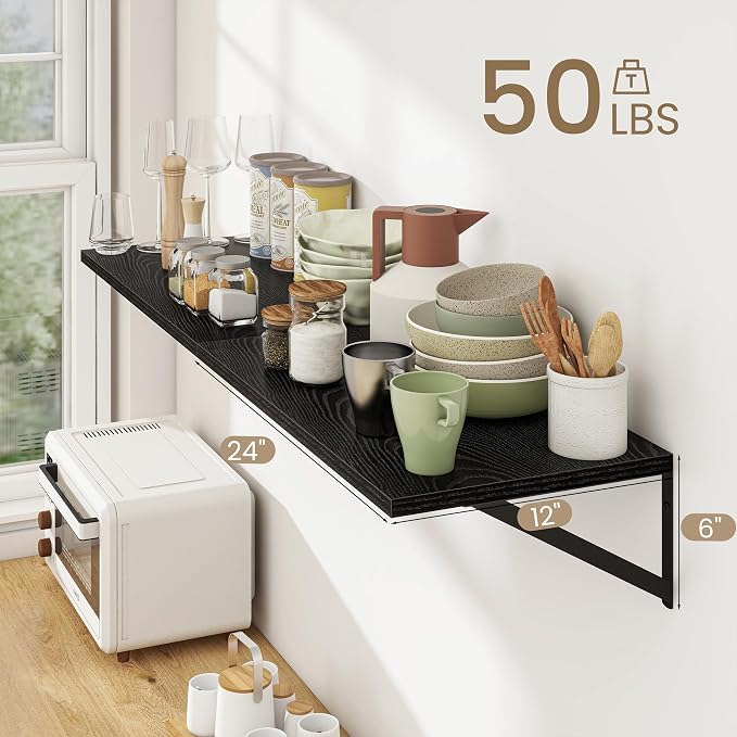Dreamland Deep Floating Wall Shelves, Large Floating Shelf 12 * 24 inchSet of 2 - Image 3