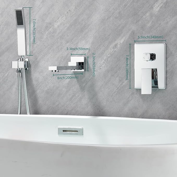 DASAN Swiveling Wall Mount Tub Filler Faucet Set - Image 7