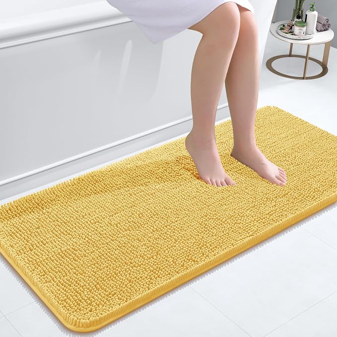 OLANLY Bathroom Rugs 47x20, Extra Soft Absorbent Chenille Bath Rugs, Rubber by OLANLY