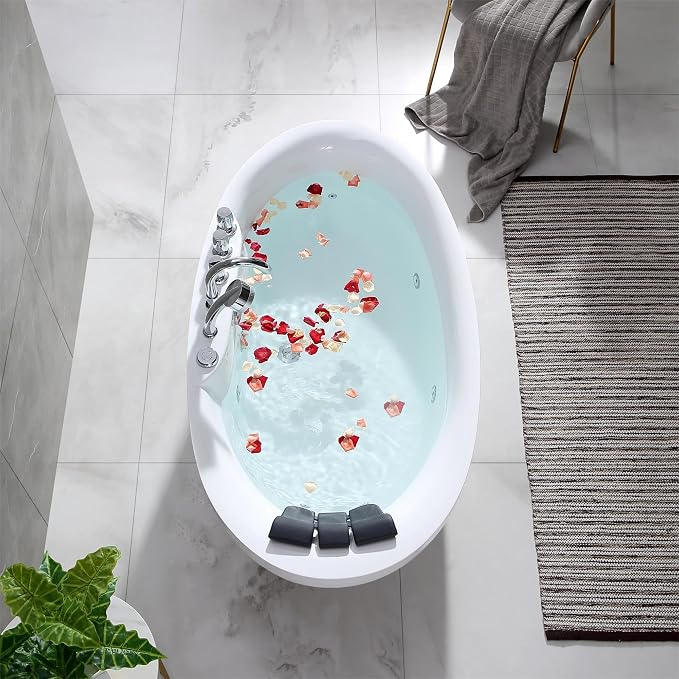 Empava 67 Inch Freestanding Whirlpool Tub -Hydromassage Gracefully Oval Shaped - Image 7