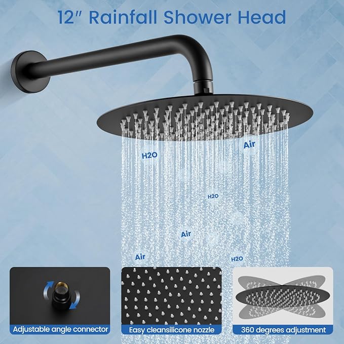 Airuida Shower Fixtures 2 Functions Shower Faucet Set Wall Mounted - Image 3